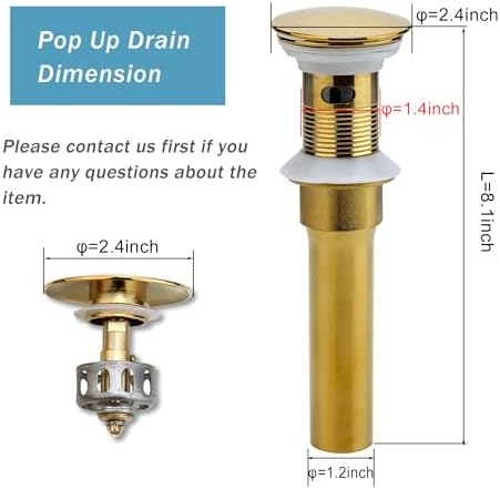 Rockgoya Bathroom Sink Drain, 2 Pack Gold Drain Stopper Bathroom Sink - Image 2
