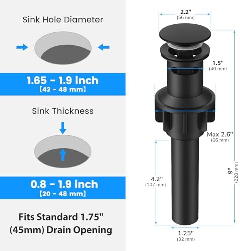 Bathroom Sink Drain with Overflow with Hair Catcher Anti-Clog Sink Strainer - Image 3
