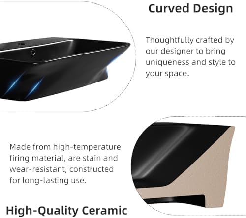 24"W x 17"D Matte Black Wall Mount Sink - Image 5