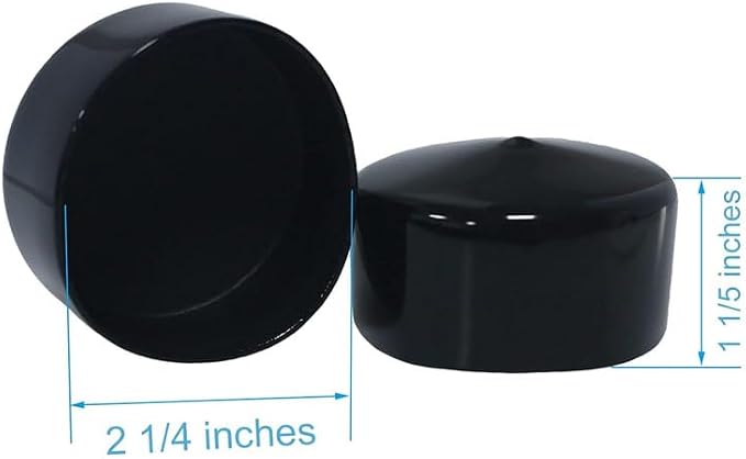 Rubber Pipe Cap End Caps 2 Inch Round Black Vinyl Covers Pack of 4 Hardware - Image 7