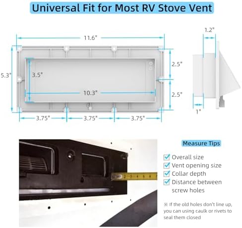Aluminum RV Stove Vent Cover, No-Cutting 1.2"-2.2" Adjustable Depth - Image 2