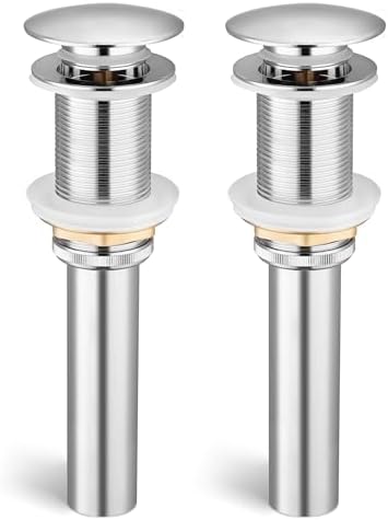 KES Bathroom Pop Up Sink Drain Without Overflow, 2 Pack Polished Chrome by KES