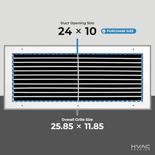 24x10 Aluminum Adjustable Return/Supply HVAC Air Grille - Image 3