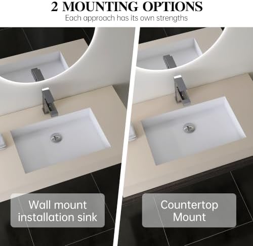 Stone Resin Bathroom Sink, Wall Mount Sink 35"L x 19"W - Image 6