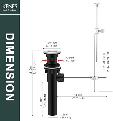 KENES Brushed Nickel Bathroom Sink Drain Stopper Assembly - Image 6
