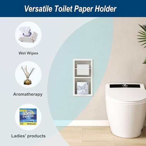 Neodrain White Recessed Toilet Paper Holder, Dual Rolls - Image 5