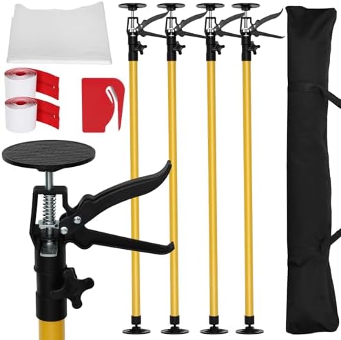 4 Pack 10FT Dust Barrier Poles, Spring Retractable Zipper Wall Poles by Unknown