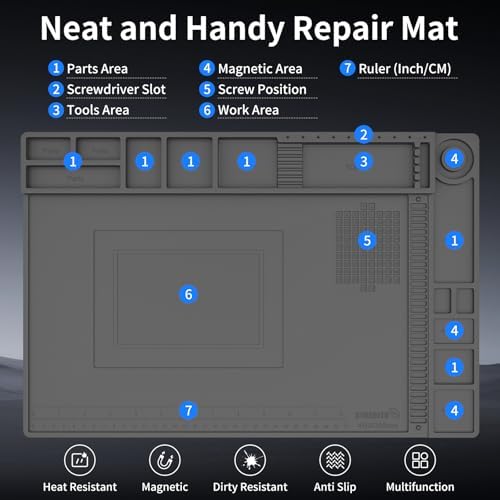 STREBITO Soldering Electronics Repair Mat, Magnetic Work Mat 17.7''x 11.8'' - Image 5
