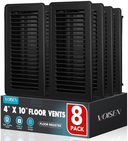 VOISEN Floor Register 4x10, 8 Pack Black Floor Vent Covers by VOISEN