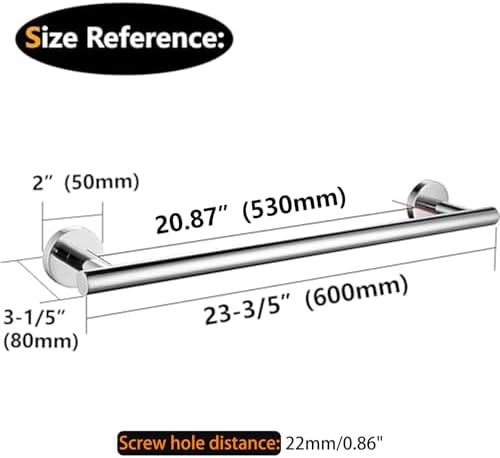 Nolimas Polished Chrome Bath Towel Bar Single Bars Towel Rack Rod Classic Wall - Image 3