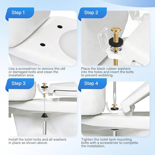 Jamini 2PCS Universal Toilet Seat Bolt Kit, Copper-plated Screws - Image 7