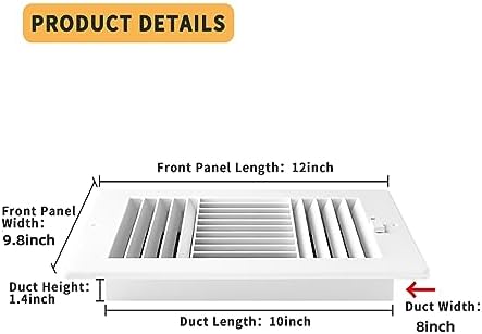 10x8 Inch FanGoFast Ceiling Register Wall Vent 3-Way Plastic Sidewall Ceiling - Image 2