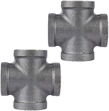 PIPE DECOR 1" Cross Fitting, Malleable Iron, Fits One Inch Diameter Black Steel by PipeD%C3%A9cor