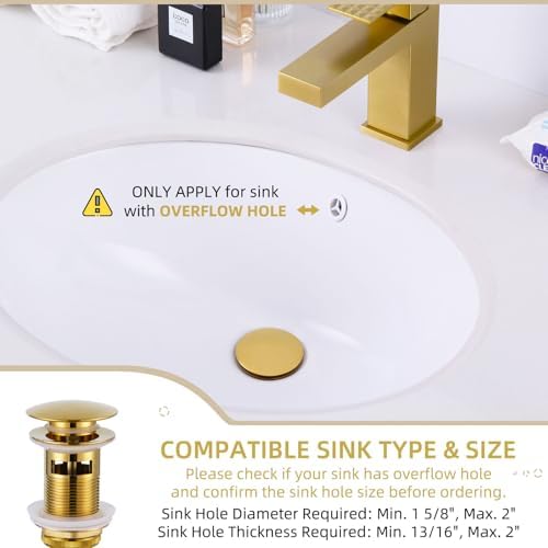 Angle Simple Bathroom Sink Drain Stopper, Pop Up Design, Deep Titanium Gold - Image 4