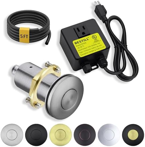 BESTILL Garbage Disposal Button-All Metal, Brushed Nickel Air Switch Kit by BESTILL