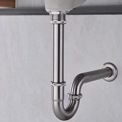 Brass P Trap, 1 1/4 Bathroom Basin Sink Waste Trap Drain Kit - Image 3