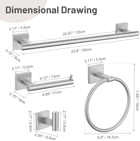Lairuier 10-Piece Brushed Nickel Bathroom Accessories, Towel Bar Set - Image 7