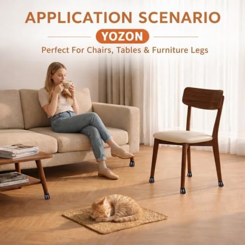 YOZON Chair Leg Floor Protectors Felt Silicone Caps Strengthen Bottom - Image 6