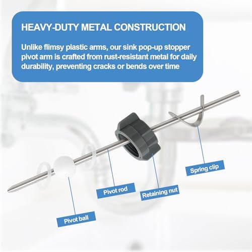 Lavatory Pop Up Center Piece Assembly-Metal Pivot Arm, Compatible - Image 6