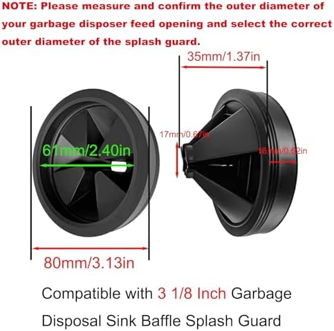 3 1/8 Inch Garbage Disposal Sink Baffle Splash Guard, Quiet Collar, Perfect Fit - Image 2