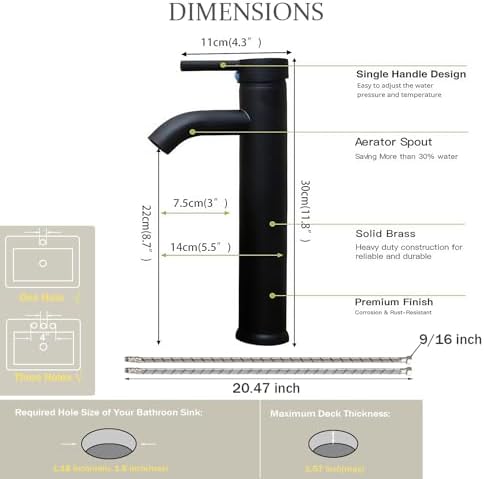 Bathroom Faucet Vessel Sink Faucet Brass, Matte Black - Image 2