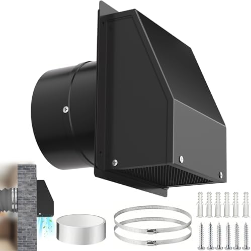 8 Inch Hooded Wall Vent with Screen and Damper, Outdoor Wall Exhaust Vent Cover by Home