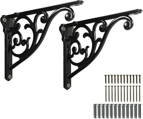 Khtumeware 2 Pack Matte Black Shelf Bracket 10 Inch, Decorative Brackets by khtumeware