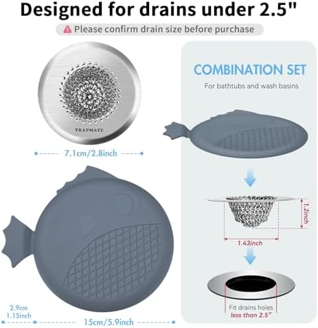 TRAPMATE Shower Drain Hair Catcher, 2.8" Bathtub Stopper Drain Strainer Kit - Image 3