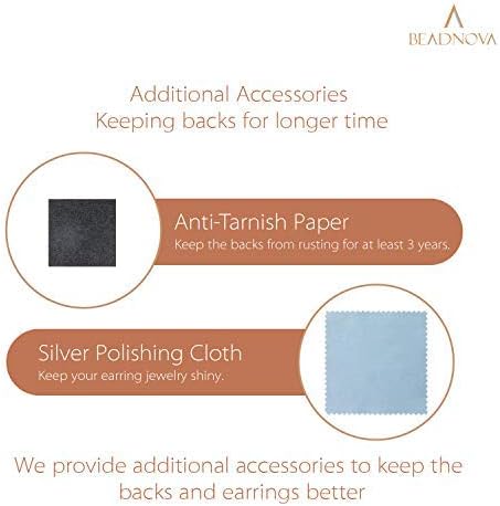 BEADNOVA Earring Backs Replacements Earring Backing Silver Plated Pierced - Image 5