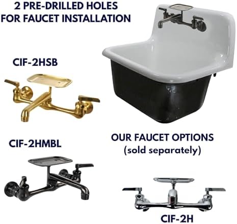 Wall Mount Sink – 22" Small Wall Mounted Bathroom Sink, Cast Iron - Image 7