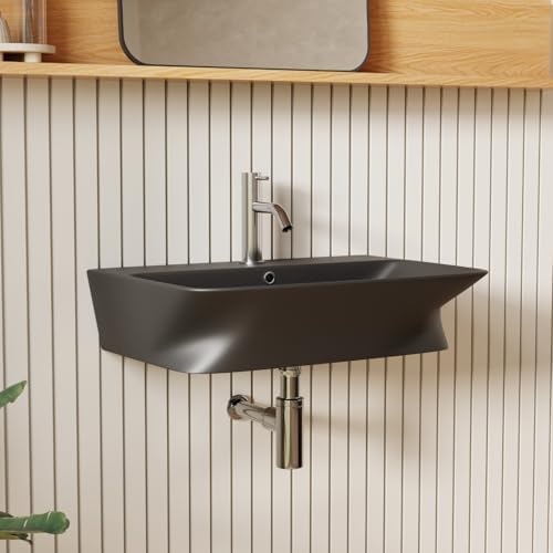 24"W x 17"D Matte Black Wall Mount Sink by LosFlexiOfficial