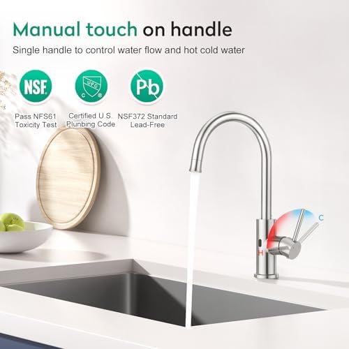 CREA Touchless Kitchen Faucet Infrared Sensor, 2 Water Modes Motion Activated - Image 3