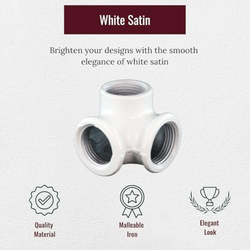 3/4" 3-WAY ELBOW Industrial Threaded Black Iron Pipe Fittings; White Satin - Image 2