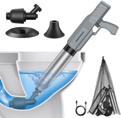 Electric Toilet Plunger, Heavy-Duty Clog Remover, Dark Gray by AMPFORCE