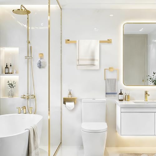 TURS Bathroom Hardware Set Brushed Gold 4-Piece Towel Bar Set Include 24 Inch - Image 6