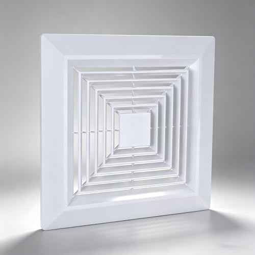 12x12 In White Bathroom Exhaust Fan Cover, Square Vent Grille by Unknown