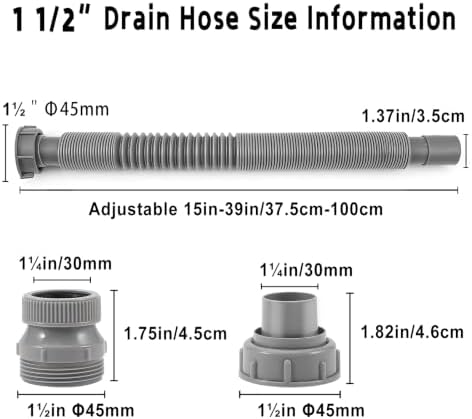 1 1/2" Flexible Drain Hose, Extendable Flexible Sink Drain Hose P-Trap - Image 2