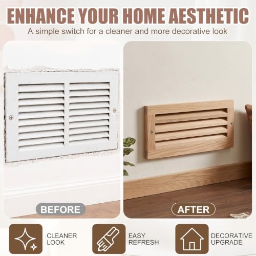 Weysat 1 Pcs 6 x 12 Inch Oak Hardwood Air Return Vent Cover - Image 4
