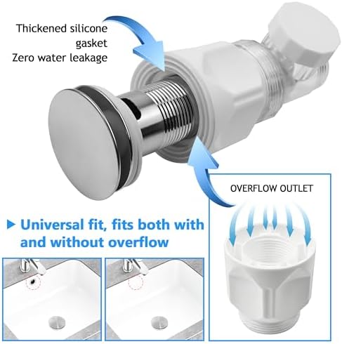 Bathroom White 2 Pack Sink Drain Kit, - Image 2