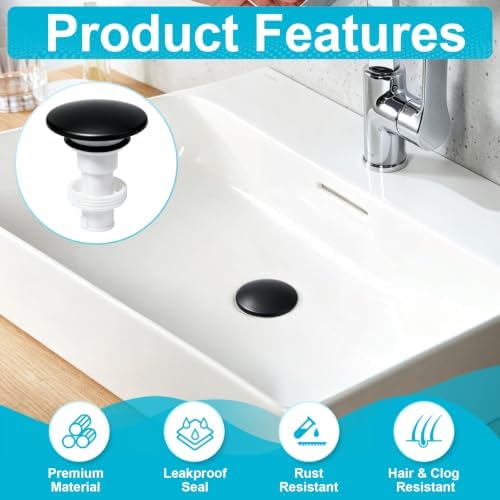 Pop Up Drain Stopper Bathroom Sink Compatible - Image 7