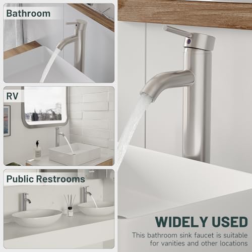 Brushed Nickel Bathroom Faucet, Vessel Sink Faucet - Image 6