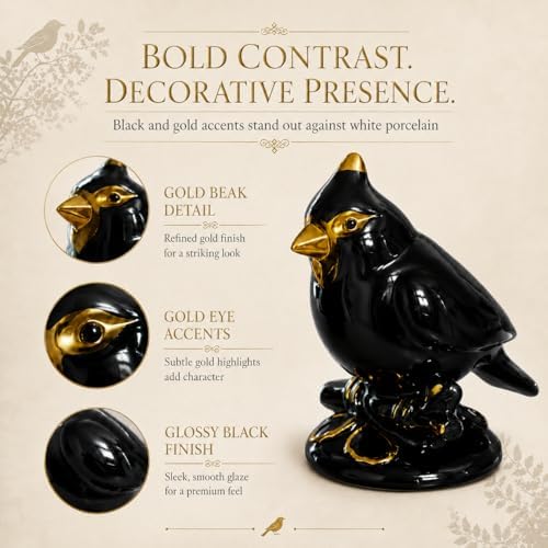 Bird Ceramic Toilet Bolt Covers Decorative Black, Set Over Install 2 Pack - Image 6