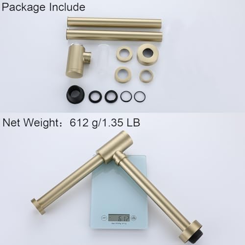 RANDOM Brass Round Bottle P-Trap 1 1/4, Raise and Lengthen Adjustable Basin - Image 6