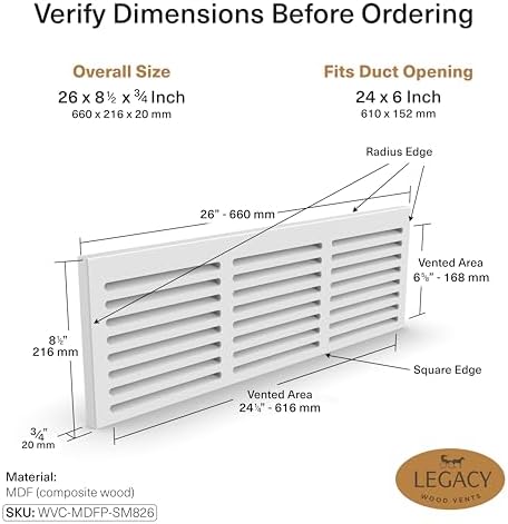 Return Air Grill 24x6 Duct Opening, Noise Free-high Airflow Vent Cover - Image 2