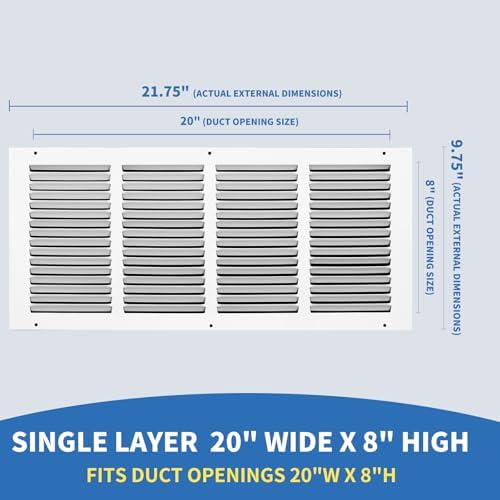 Air Return Vent Cover 20x8, Cold Air Return Vent Cover, Flat Return Air Grilles - Image 2