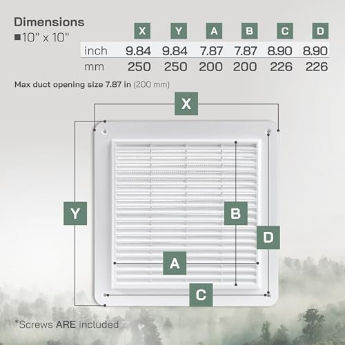 Vent Systems 10" x 10" Inch White Plastic Vent Cover - Image 2