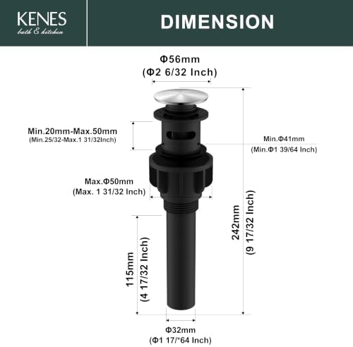KENES 2 Pack Brushed Nickel Bathroom Sink Drain Assembly - Image 6