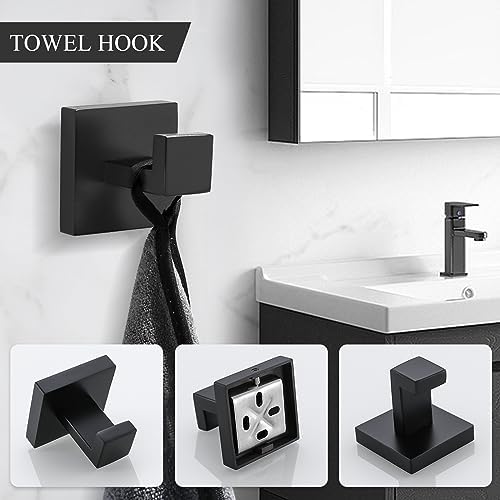 TURS 4-Piece Bathroom Hardware Set Black Towel Bar Set Stainless Steel Towel - Image 5