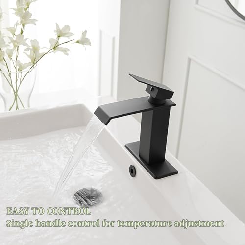 Waterfall Bathroom Faucet, Matte Black, Stainless Steel - Image 2