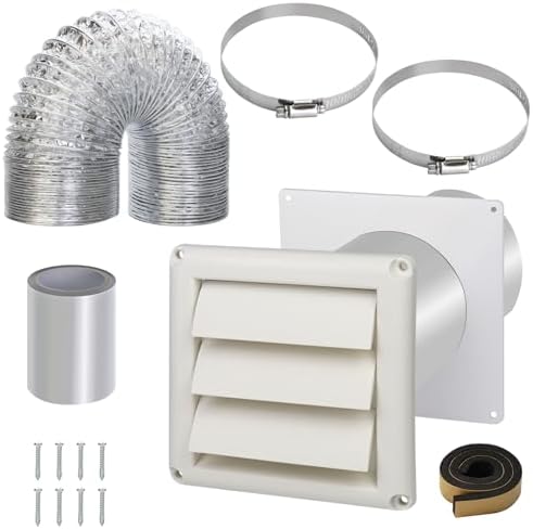 4 Inch Dryer Vent Kit with Hose/Duct Connector/Wall Plate, 9ps Duct Vent Kit by JIANBENKJ